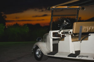 golf cart at wedding